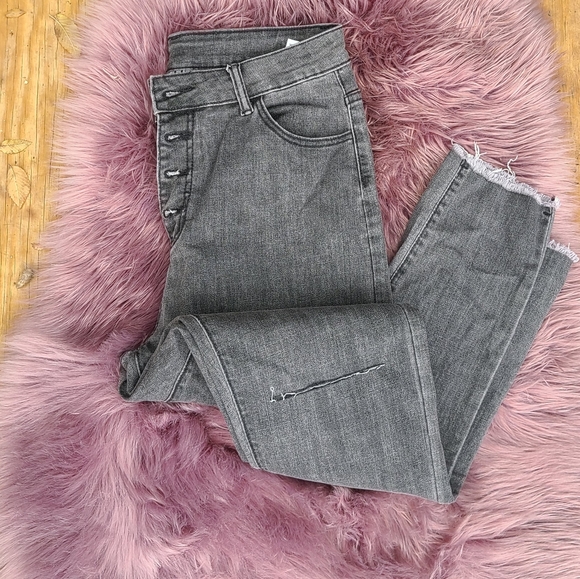 Shein Black High Waisted Distressed Skinny (L)8/10 - Picture 1 of 7